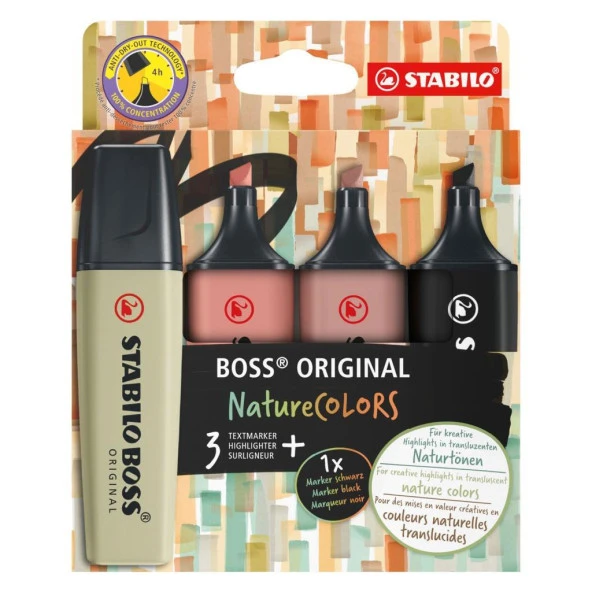 Stabilo Boss Nature Colors 4 Renk 70 4 2 3 Yeni Doğal Renkler Serisi ürün görseli 1