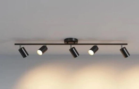 Rsylight Metal Modern 5 Li Siyah Led Spot Avize Günışığı Ampullü ürün görseli 1