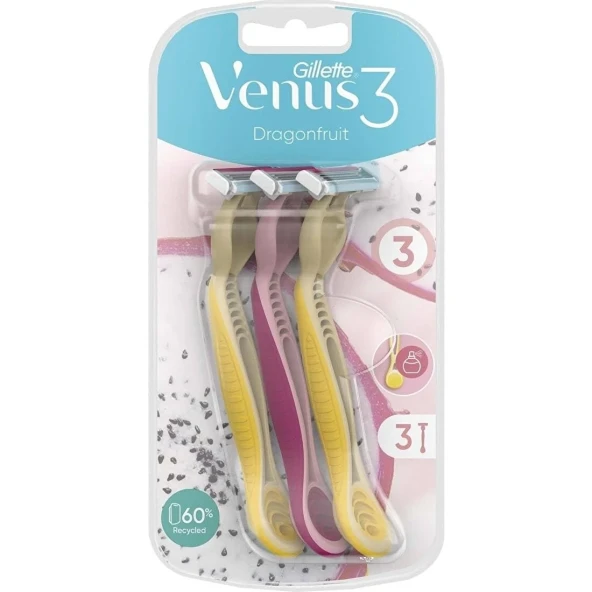 Gillette Venus3 Dragonfruit 3'lü Kullan At Tıraş Bıçağı 6 Adet ürün görseli 1