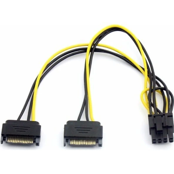 2x Sata to 8 Pin (6+2) Pci-e Express Güç Molex Power Kablosu Çevirici Dönüştürücü 4327 ürün görseli 1
