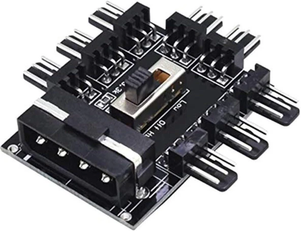 8 Port Fan Çoklayıcı Hub Y PWM Splitter ide Molex Soğutma 3 pin 4 Switch Anahtarlı 4336 ürün görseli 1