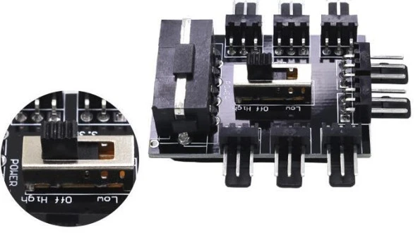 Ancheyn 8 Port Fan Çoklayıcı Hub Y PWM Splitter ide Molex Soğutma 3 pin 4 Switch Anahtarlı 4336 ürün görseli 1