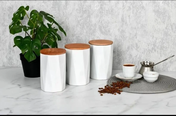 3'lü Vakumlu Ahşap Kapaklı Kavanoz Seti 3x1000Ml ürün görseli 1