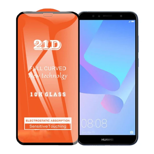 Huawei Y6 2018 Ekran Koruyucu 21D Tam Kaplayan Kavisli ürün görseli 1