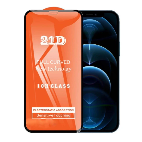 iPhone 12 Pro Max 6.7 Ekran Koruyucu 21D Tam Kaplayan Kırılmaz Cam Kavisli 9018000000250 ürün görseli 1
