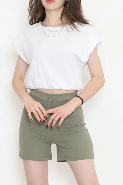 Beli Lastikli Crop Bluz Beyaz - 16552.1567. ürün görseli 1