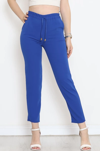 Krep Bağcık Detaylı Pantolon Saks - 152429.1778. ürün görseli 1