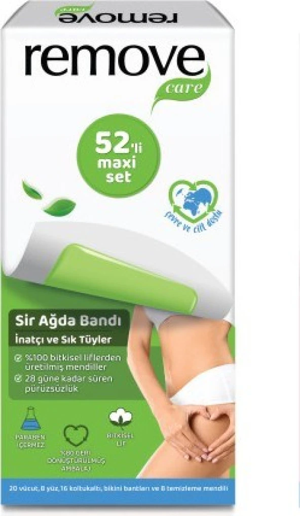 Remove Care Maxi Set İnatçı ve Sık Tüyler Sir Ağda Bandı 52'li ürün görseli 1