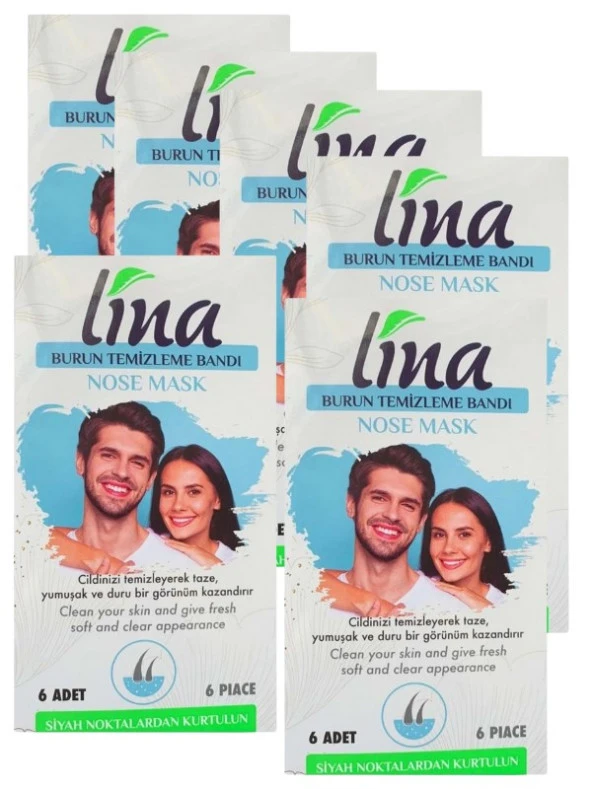LİNA BURUN TEMİZLEME BANDI SİYAH NOKTALAR İÇİN 6 LI PAKET X 6 ürün görseli 1