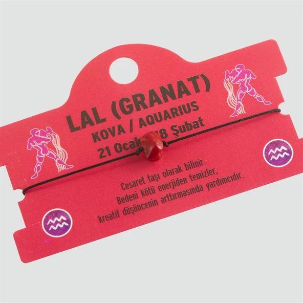 Granat Doğal Taşlı Kova Burç Bileklik - DL0101 ürün görseli 1