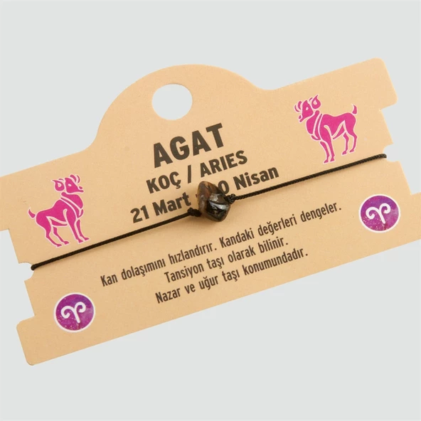 Agat Doğal Taşlı Koç Burç Bileklik - DL0101 ürün görseli 1