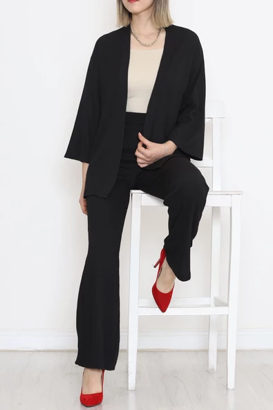 Uzun Kimono Takım Siyah - 722.1247. ürün görseli 1