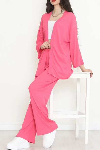 Uzun Kimono Takım Fuşya - 722.1247. ürün görseli 1