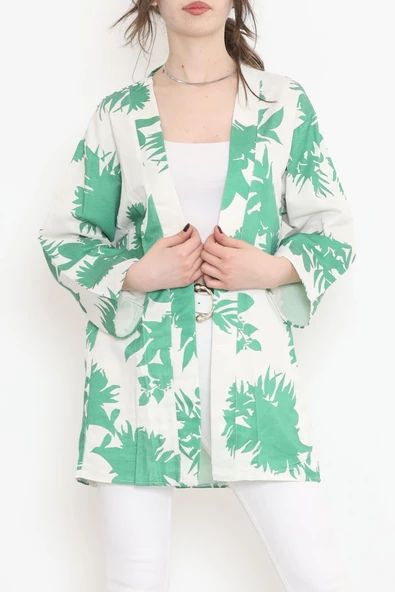 Desenli Kimono Yeşil - 17725.1247. - Resim 4