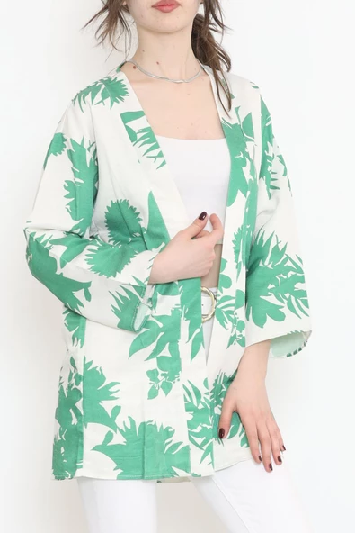 Desenli Kimono Yeşil - 17725.1247. ürün görseli 1