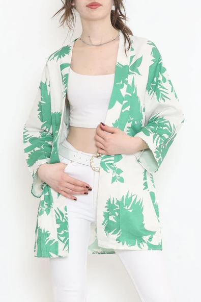 Desenli Kimono Yeşil - 17725.1247. - Resim 3