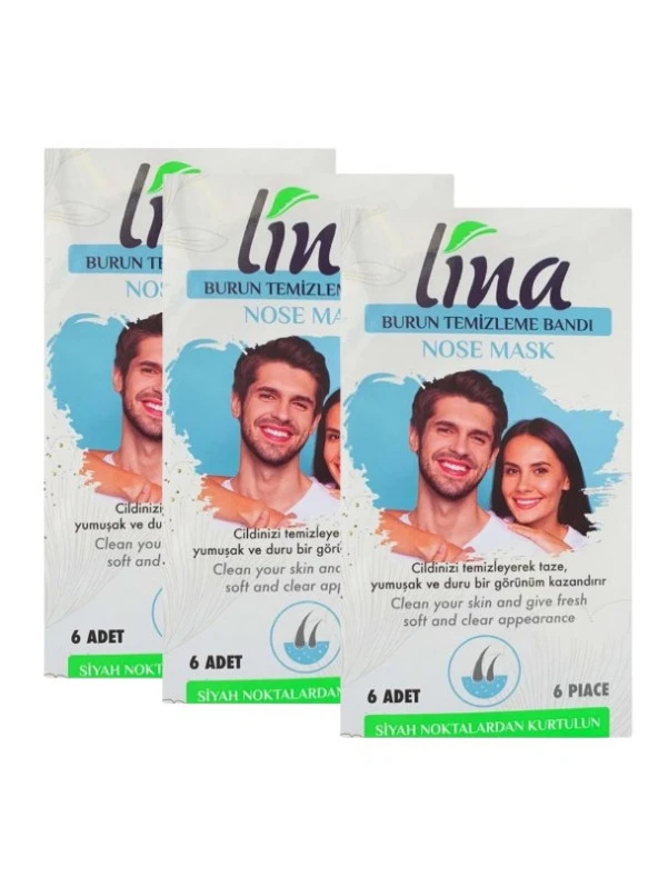 LİNA SİYAH NOKTA BURUN BANDI 6'LI-3 PAKET ürün görseli 1