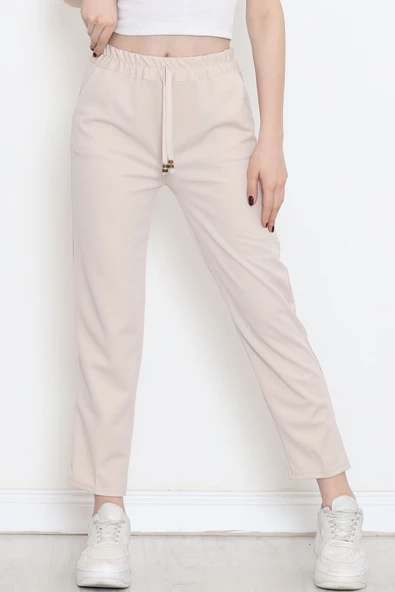 Krep Bağcık Detaylı Pantolon Taş - 152429.1778. ürün görseli 1
