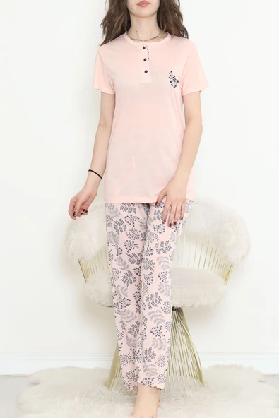 Düğmeli Pijama Takımı Somonlaci - 704.1287. ürün görseli 1