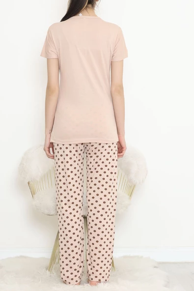 Düğmeli Pijama Takımı Bej - 704.1287. - Resim 3