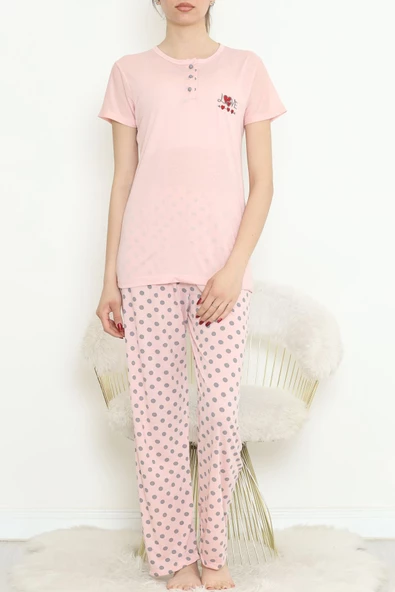Düğmeli Pijama Takımı Pembe - 704.1287. ürün görseli 1