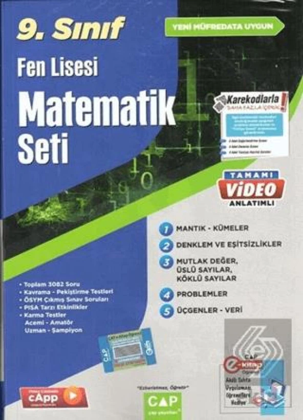 9. Sınıf Fen Lisesi Matematik Seti Çap Yayınları ürün görseli 1