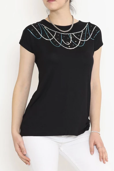 Pul Detaylı Bluz Siyah - 17143.599. - Resim 2