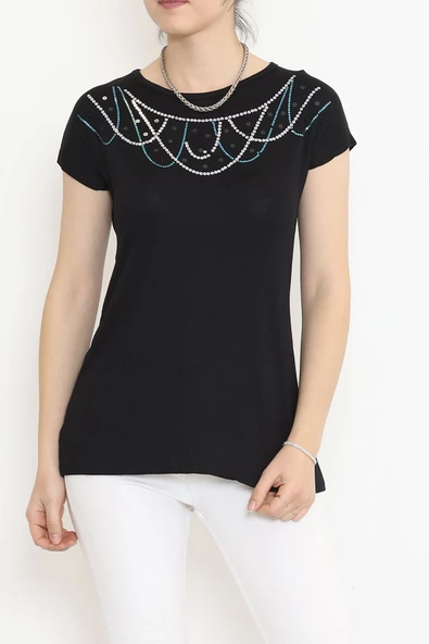 Pul Detaylı Bluz Siyah - 17143.599. ürün görseli 1
