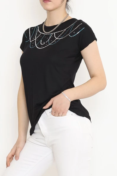 Pul Detaylı Bluz Siyah - 17143.599. - Resim 4