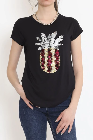 Ananas Pullu Bluz Siyah - 17125.599. - Resim 3