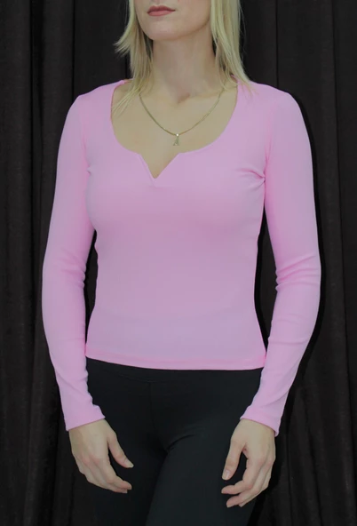 Armut Yaka Likralı Bluz Pembe - 117.665 ürün görseli 1