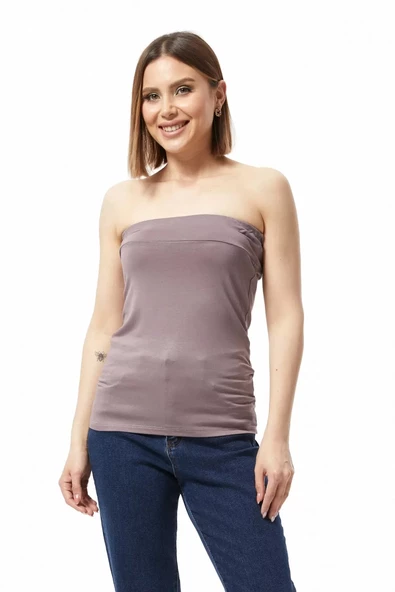 Straplez Bluz Vizon - 0015.138 ürün görseli 1