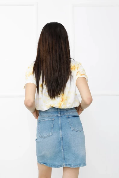 Batik Desenli Crop Sarı - 411.0311. - Resim 2