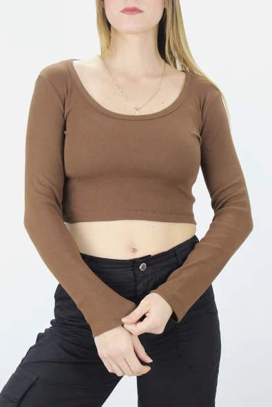 U Yaka Kaşkorse Bluz Kahve - 138.950 ürün görseli 1