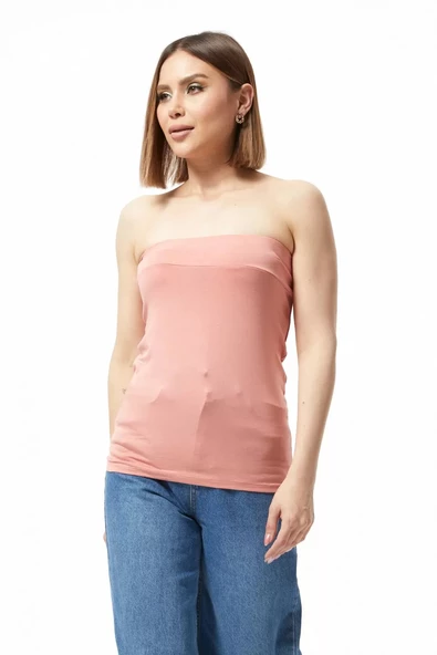 Straplez Bluz Şeftali - 0015.138 - Resim 2