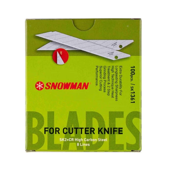 Snowman 30 Derece Açılı Dar Maket Bıçağı Yedeği 100'lü Paket SK2+CR4 Çelik (Korea) ürün görseli 1