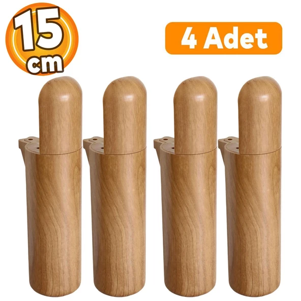 Kapsül Bohem Mobilya Kanepe TV Ünitesi Koltuk Ayağı Baza Ayakları Ahşap Ceviz Desenli 15 cm 4 Adet ürün görseli 1