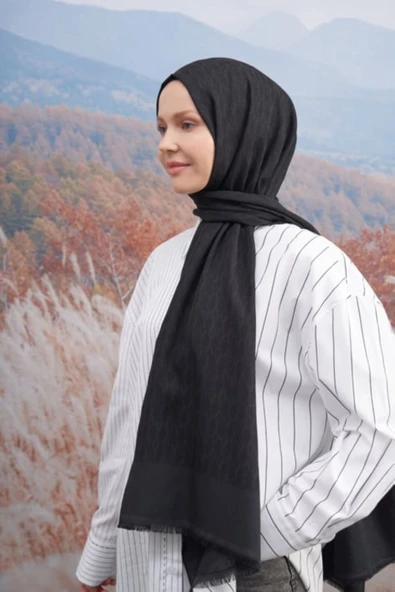 70 X 190 COTTON MONOGRAM DESEN ŞAL - AR 3098 03048 ürün görseli 1