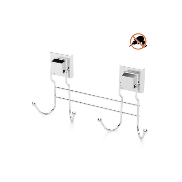 Tekno Tel EF-252 Yapışkanlı Banyo 4 lü Askı Bornozluk Krom ürün görseli 1