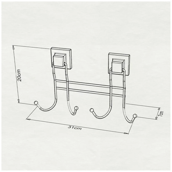 Tekno Tel EF-252 Yapışkanlı Banyo 4 lü Askı Bornozluk Krom - Resim 2