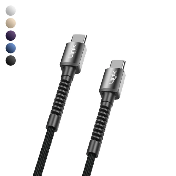 Linktech K597 Type-C to Type-C 60W 3mt Örgü Metal Başlı Şarj Kablosu ürün görseli 1