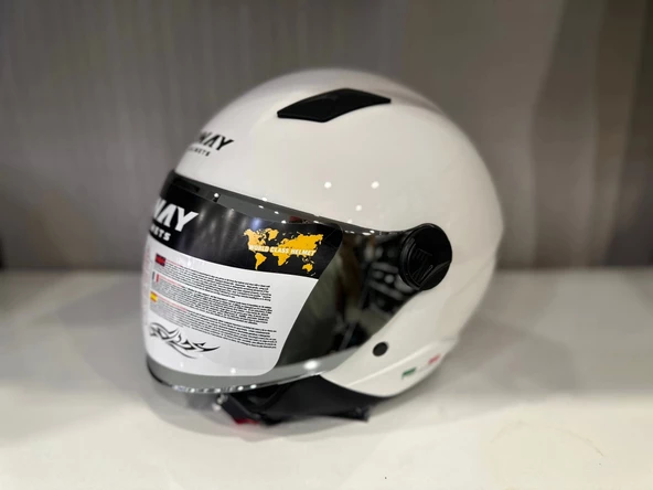 KASK SWAY SW 765 Gloss White ÇENESİZ - Resim 3