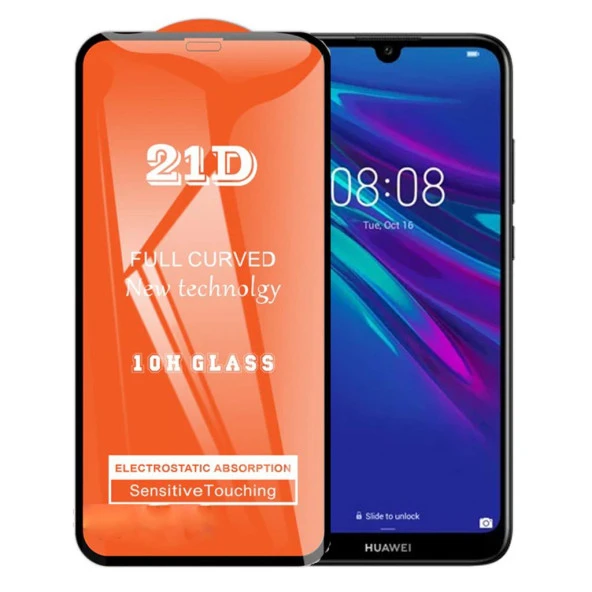 Huawei Y6 2019 Ekran Koruyucu Kırılmaz Cam 21D ürün görseli 1