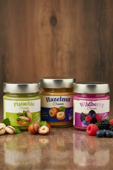 Frapella Fındık Kreması, Antepfıstık Kreması, Orman Meyvesi Kreması, 3 Adet X 220 gr ürün görseli 1