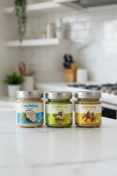 Frapella Antep Fıstık Ezmesi, Badem Kreması, Hindistan Cevizli Kreması 3 Adet X 220 Gr. ürün görseli 1