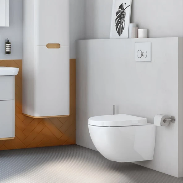 Vitra Sento Kanalsız Klozet Beyaz Asma Klozet 7748B003-0559, Vitra Yavaş Kapak 86-003-009 ürün görseli 1