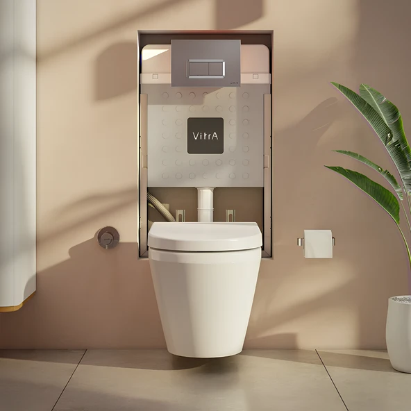 Vitra Integra Kanallı Klozet Beyaz Açık Montaj Asma Klozet 7063L003-0850, Vitra Yavaş Kapak 121-003-909 ürün görseli 1
