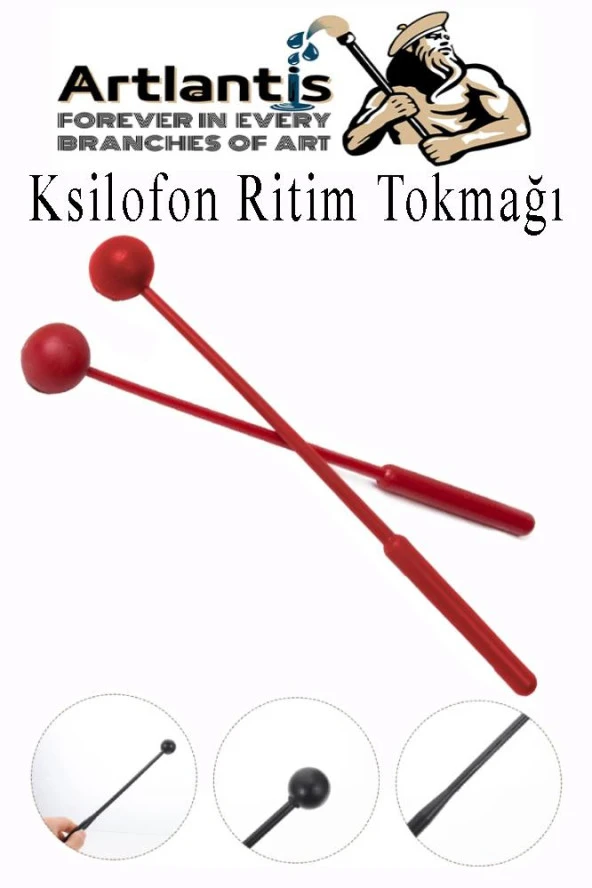 Ksilofon Tokmağı 1 Çift Kırmızı 1 Paket Ritim Çubuğu Plastik ürün görseli 1