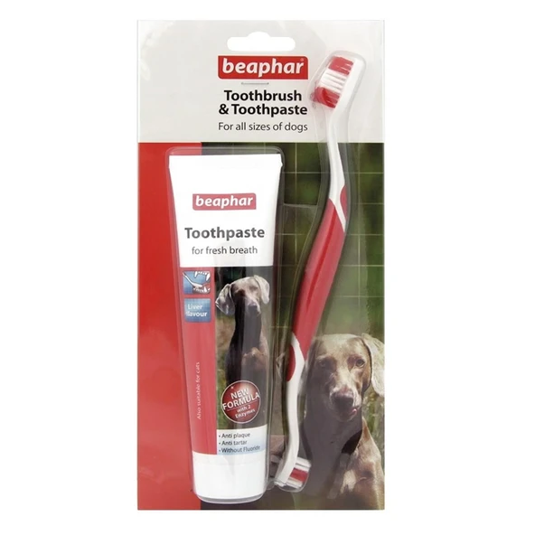 Beaphar Kedi Köpek Diş Fırçası ve Diş Macunu Seti ürün görseli 1