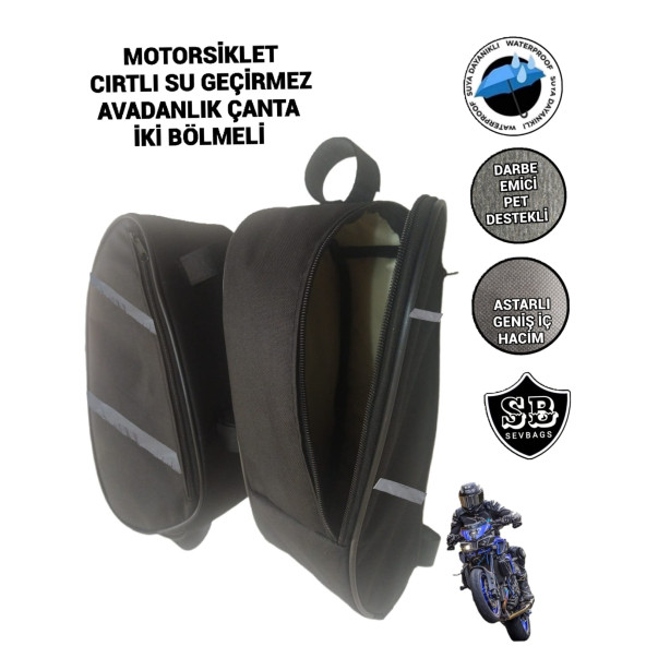 MOTORSİKLET KORUMA DEMİRİ ÇANTALARI YAN AVADANLIK REFLEKTÖRLÜ 40CM ürün görseli 1